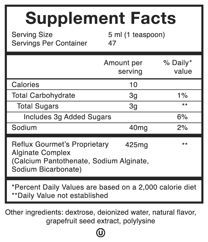Reflux Gourmet Supplement Facts
